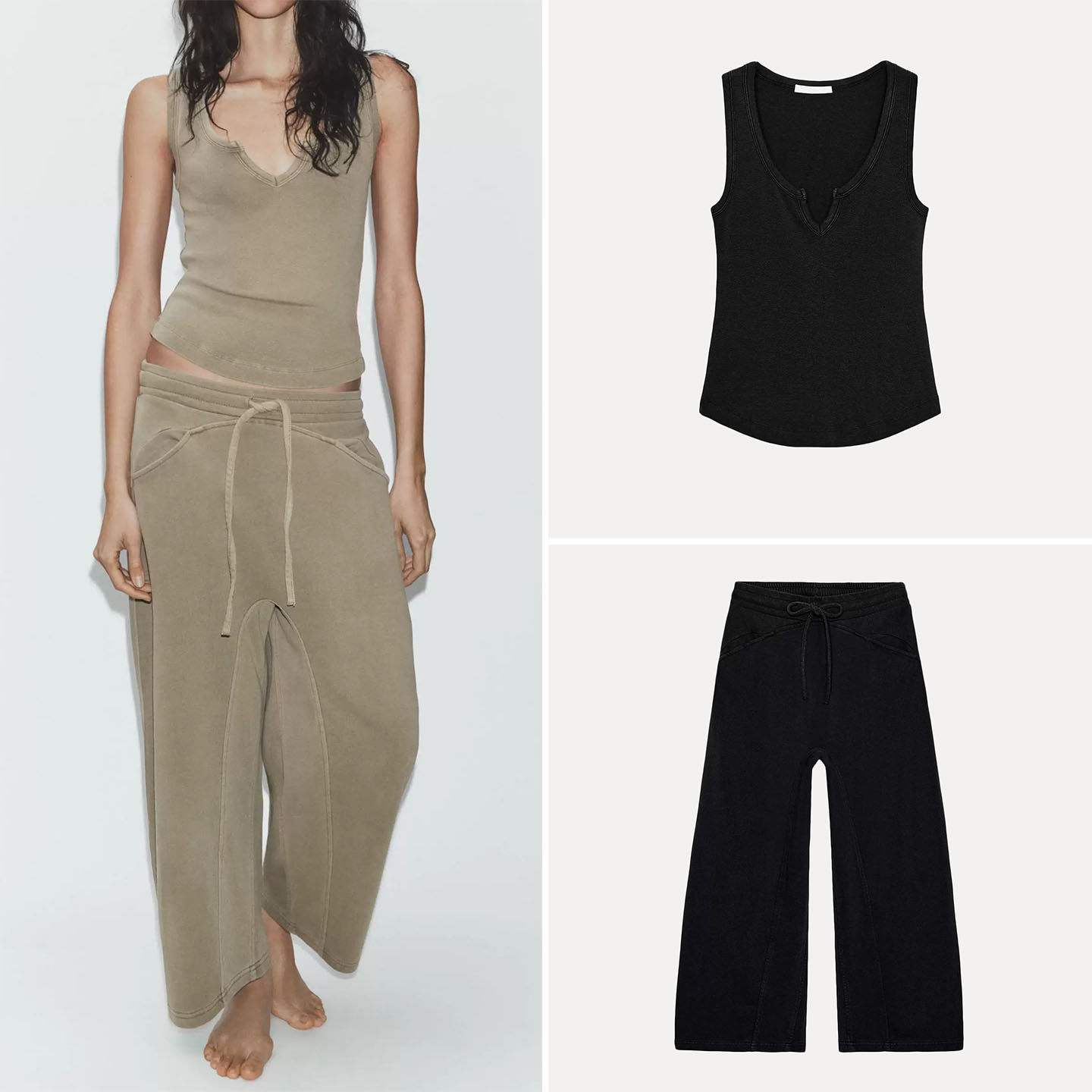 Women's round Neck Sleeveless  - đánh giá và giá Wash Effect Set